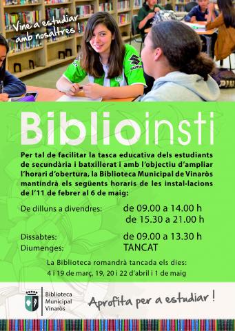 Cultura engega el nou programa Biblioinsti