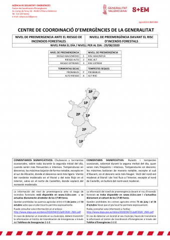 AVÍS - El Centre de Coordinació d’Emergències de la Generalitat ha activitat el nivell de preemergència