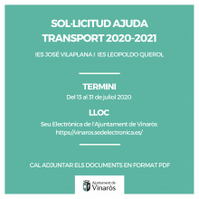 S'obri el termini per a les ajudes al transport curs 2020-2021